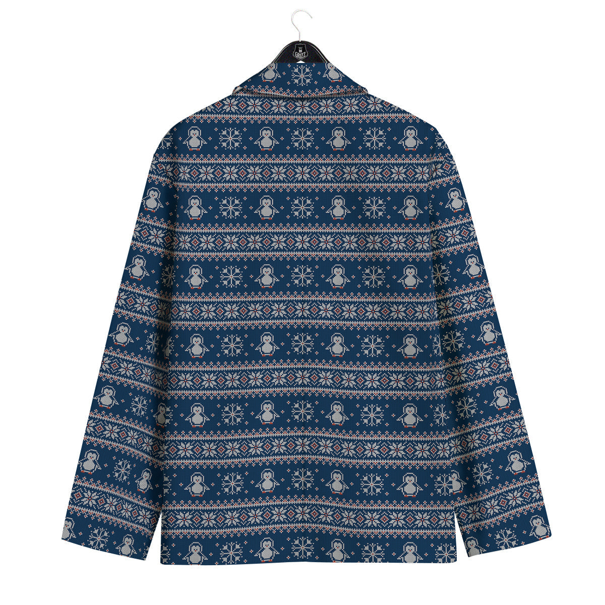 Penguin Knitted Christmas Print Men's Sport Coat-grizzshop