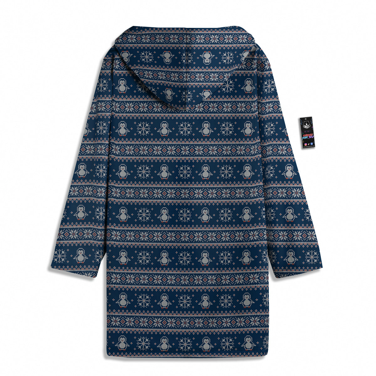 Penguin Knitted Christmas Print Men's Windbreaker Jacket-grizzshop
