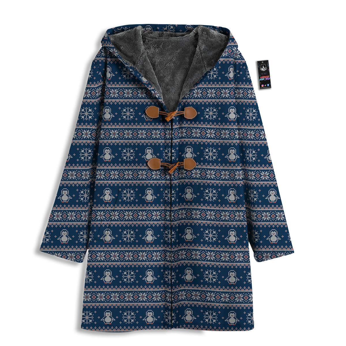 Penguin Knitted Christmas Print Men's Windbreaker Jacket-grizzshop