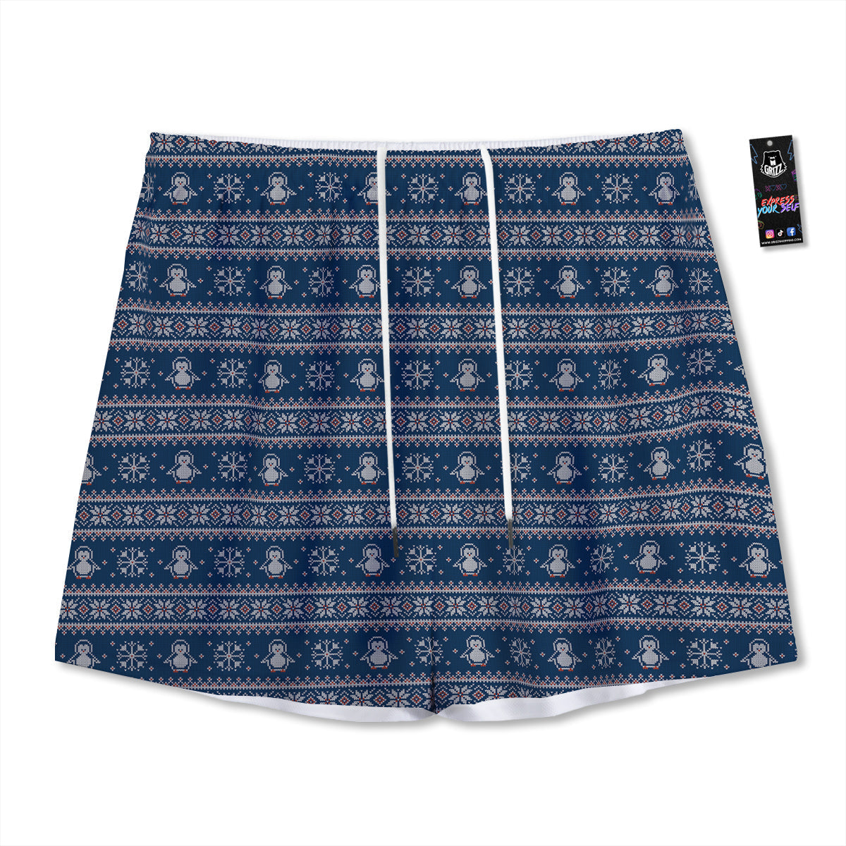 Orchid Drawing Print Pattern Mesh Shorts