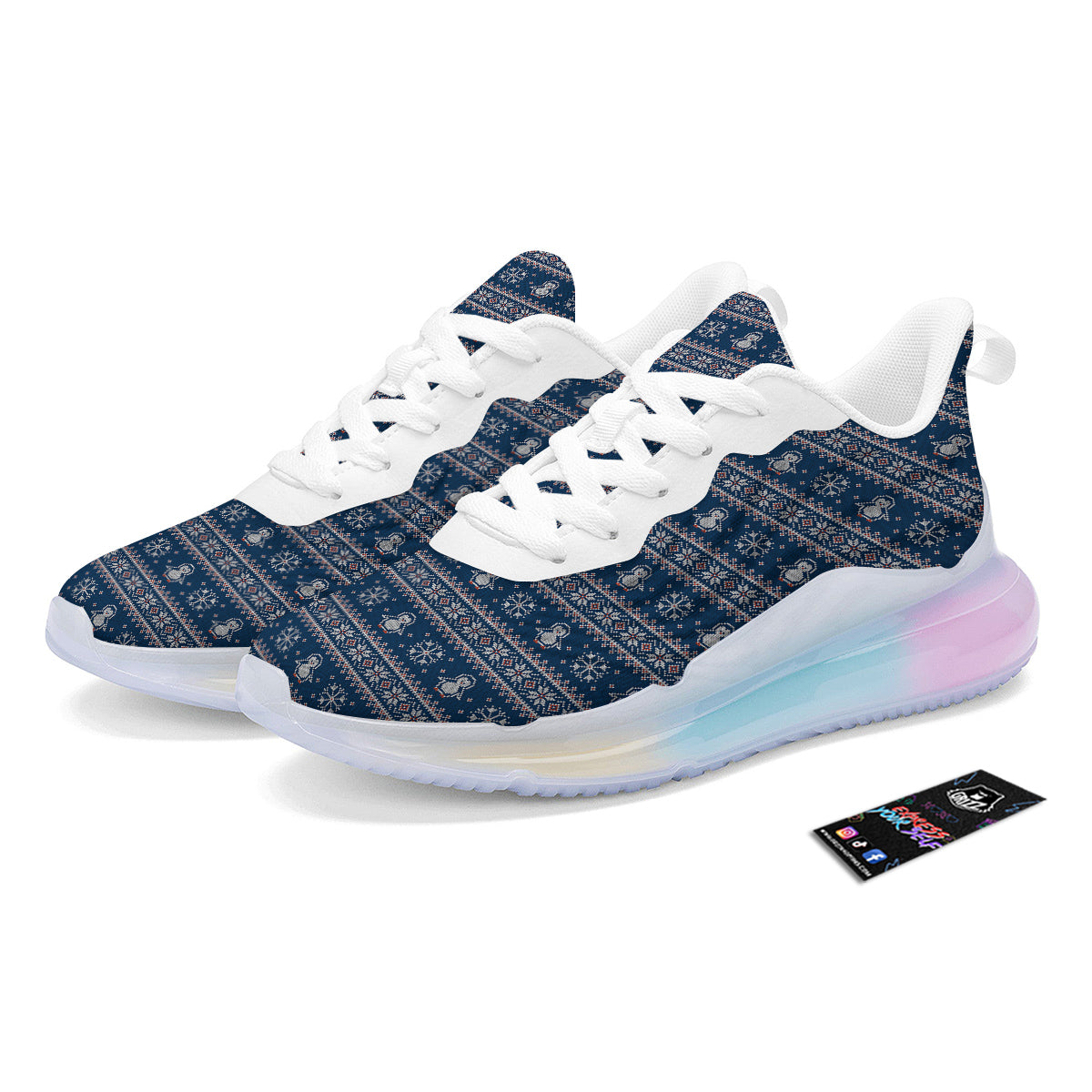 Penguin Knitted Christmas Print Running Sneakers-grizzshop