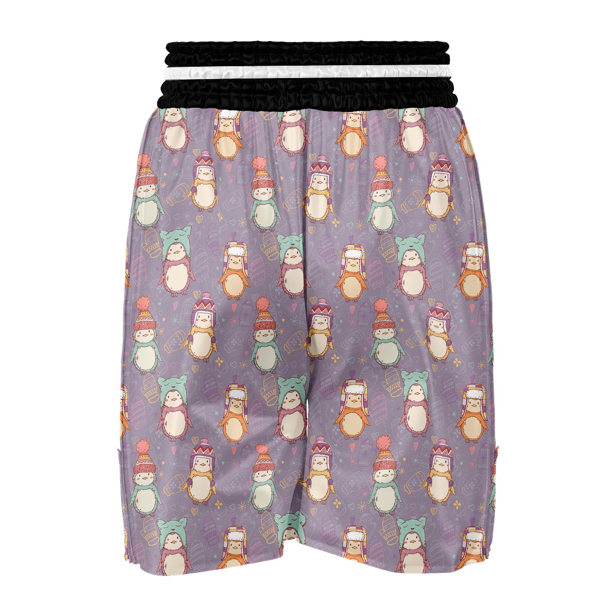 Penguin Pattern Print Boxing Shorts-grizzshop