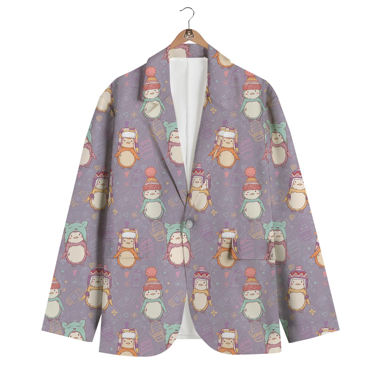 Penguin Pattern Print Men's Blazer-grizzshop