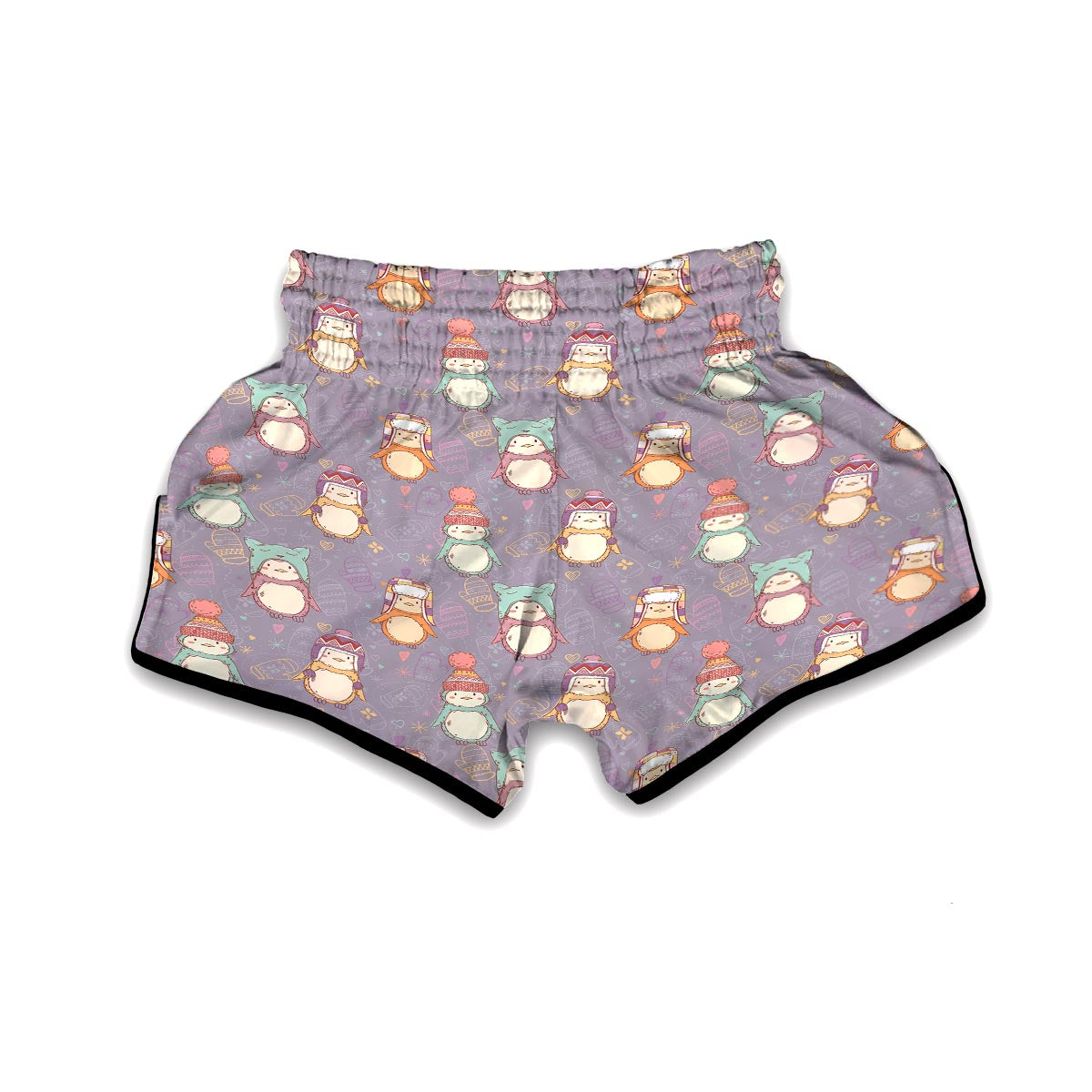 Penguin Pattern Print Muay Thai Boxing Shorts-grizzshop