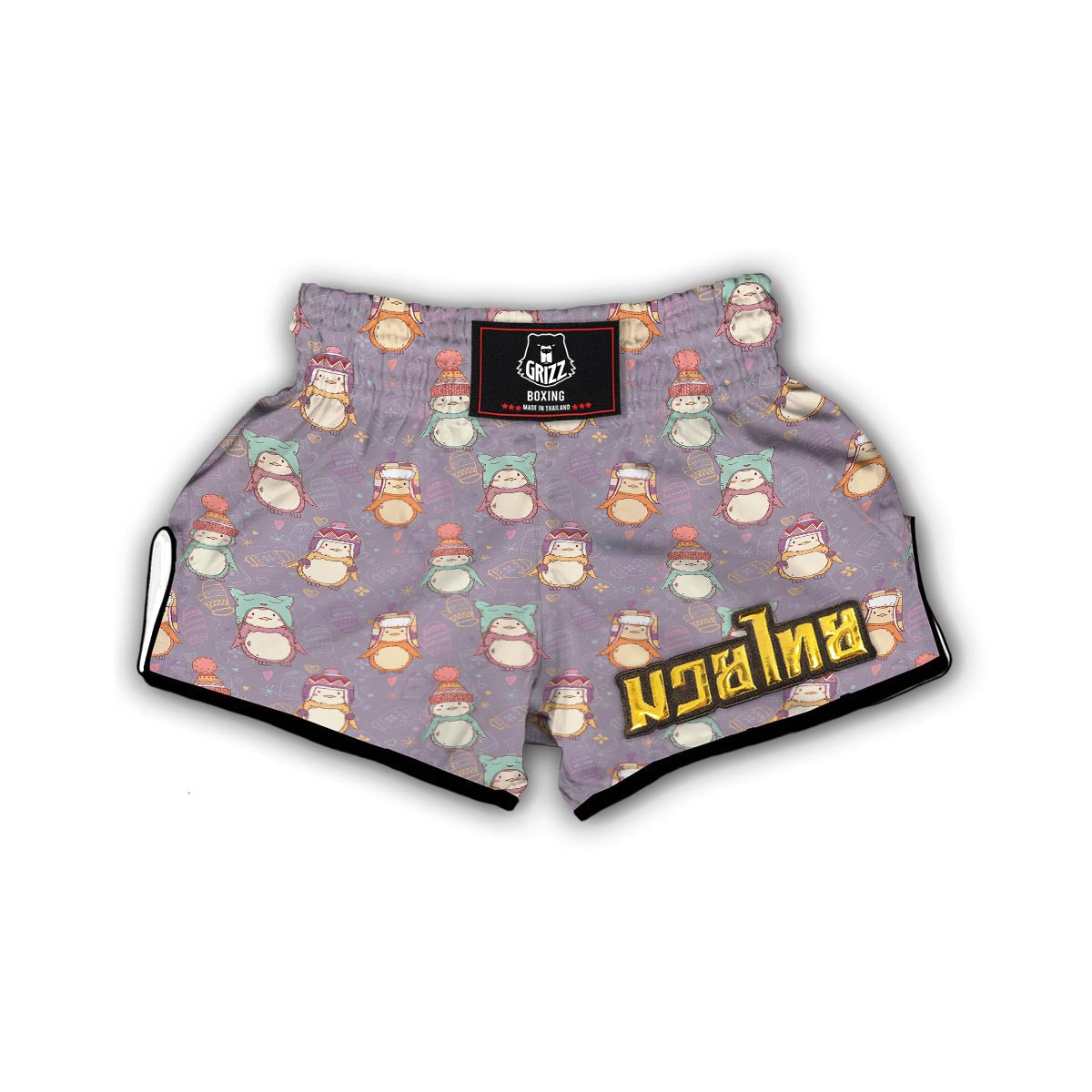 Penguin Pattern Print Muay Thai Boxing Shorts-grizzshop