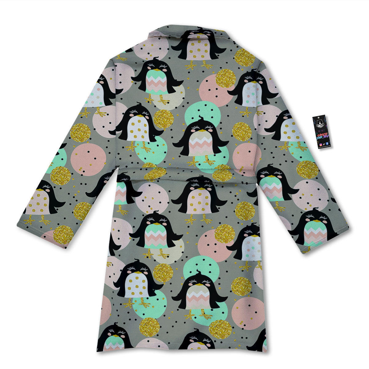 Penguin Pink Polka Print Pattern Bathrobe-grizzshop