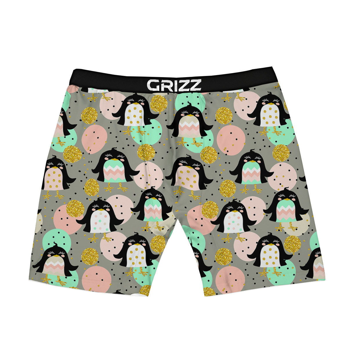Penguin Pink Polka Print Pattern Boxer Briefs-grizzshop