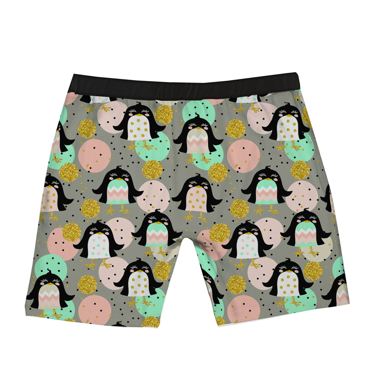 Penguin Pink Polka Print Pattern Boxer Briefs-grizzshop
