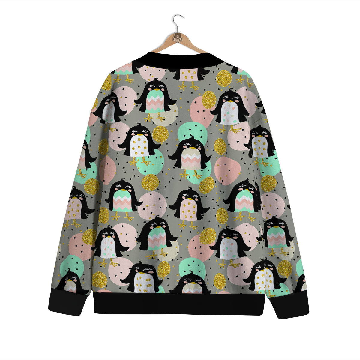 Penguin Pink Polka Print Pattern Cardigan-grizzshop