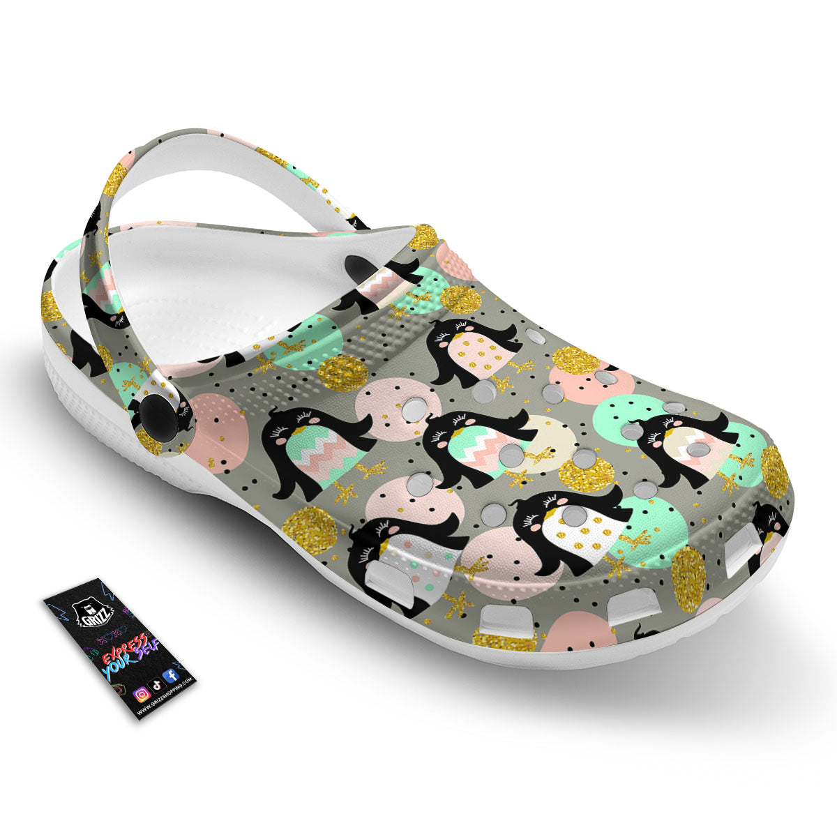 Penguin Pink Polka Print Pattern Clog-grizzshop