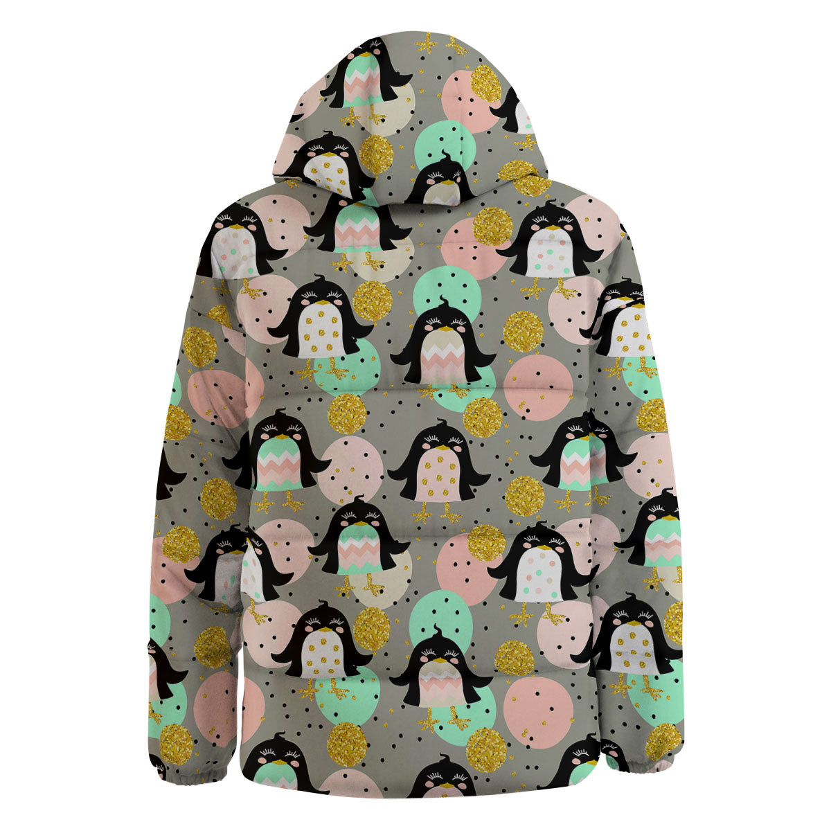 Penguin Pink Polka Print Pattern Down Jacket-grizzshop