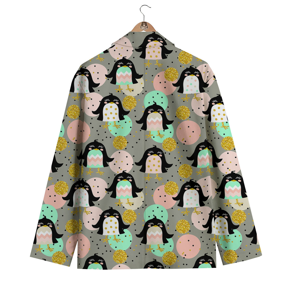 Penguin Pink Polka Print Pattern Men's Blazer-grizzshop