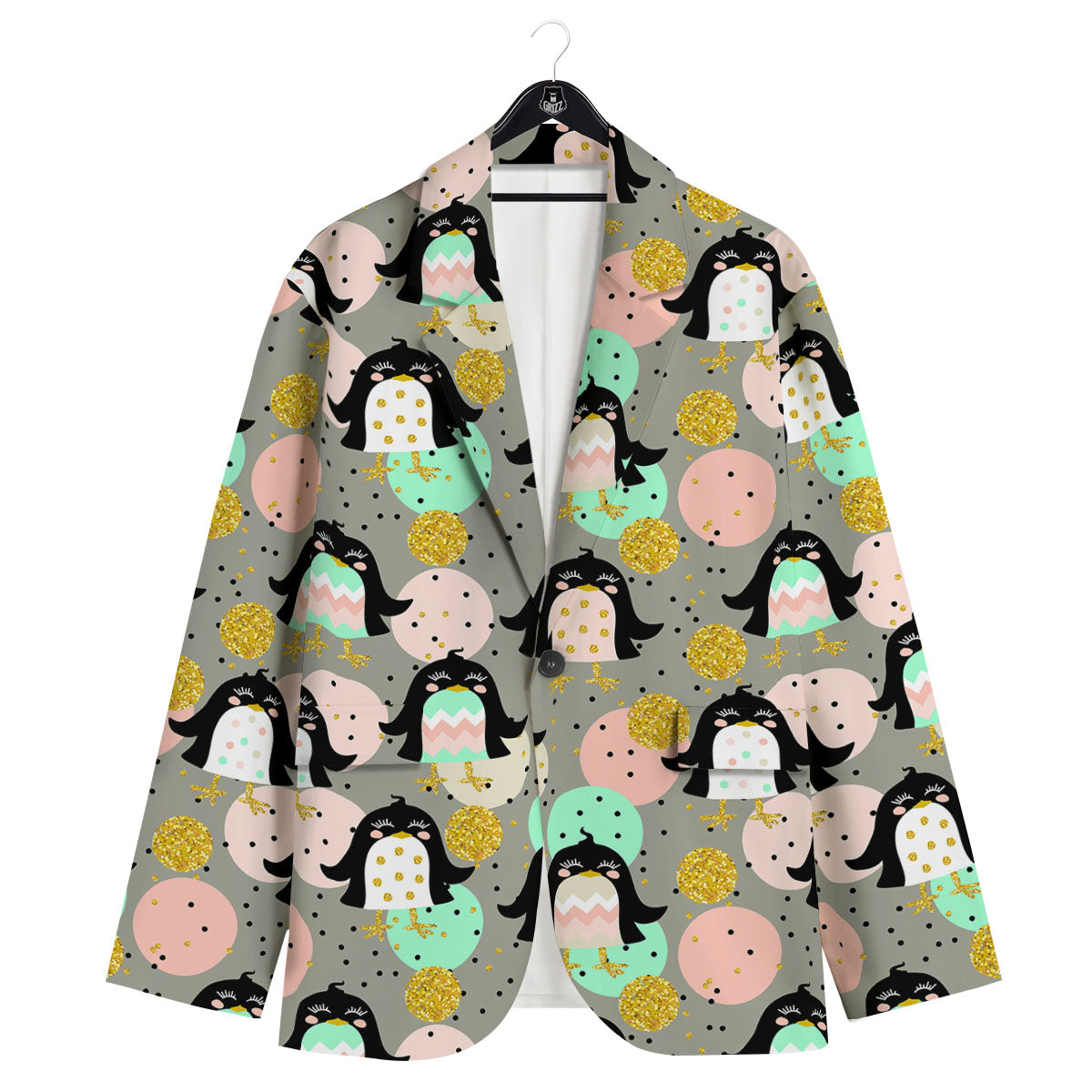 Penguin Pink Polka Print Pattern Men's Sport Coat-grizzshop