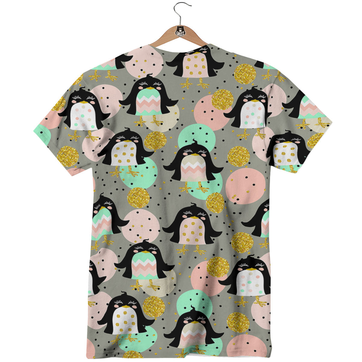 Penguin Pink Polka Print Pattern T-Shirt-grizzshop