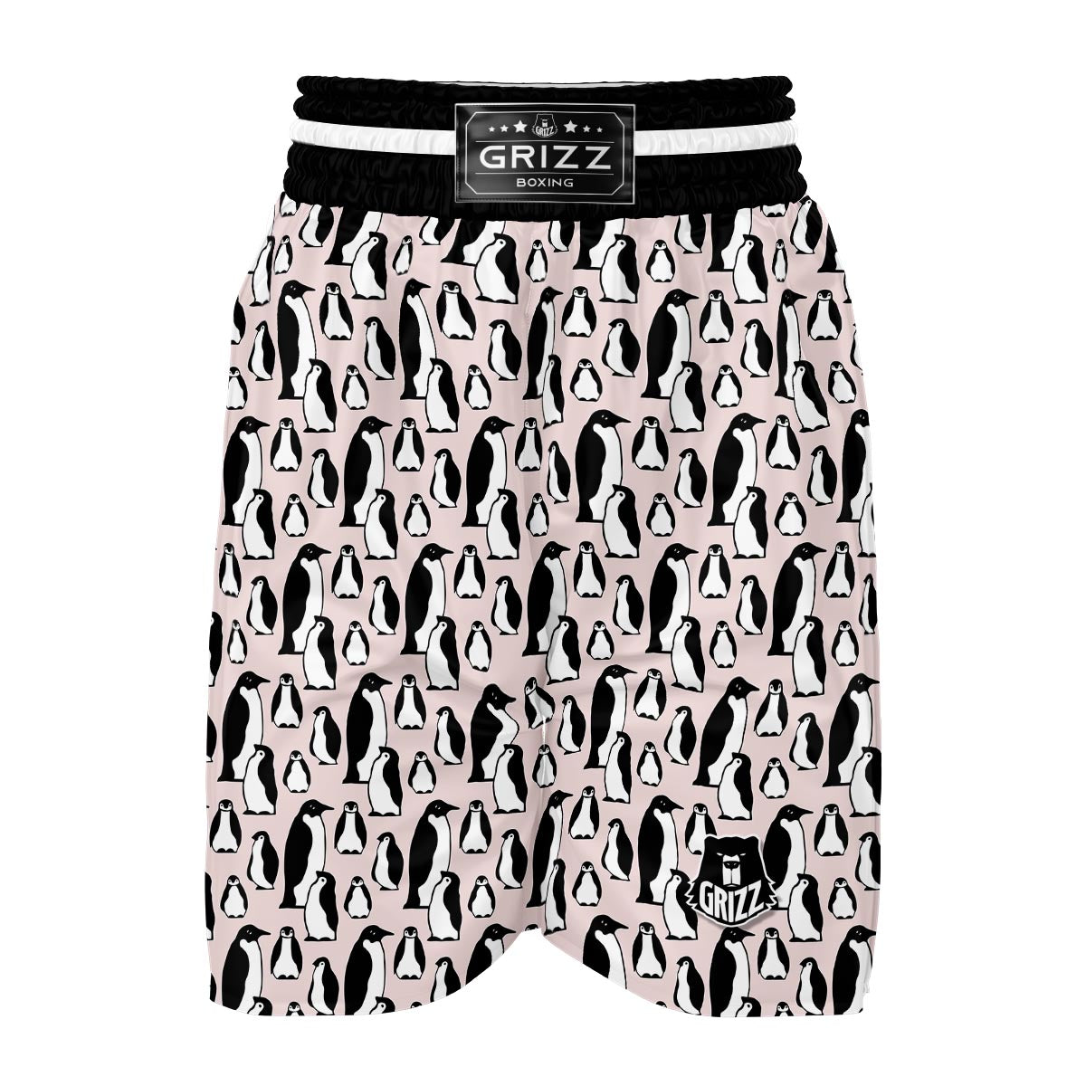 Penguin Print Pattern Boxing Shorts-grizzshop