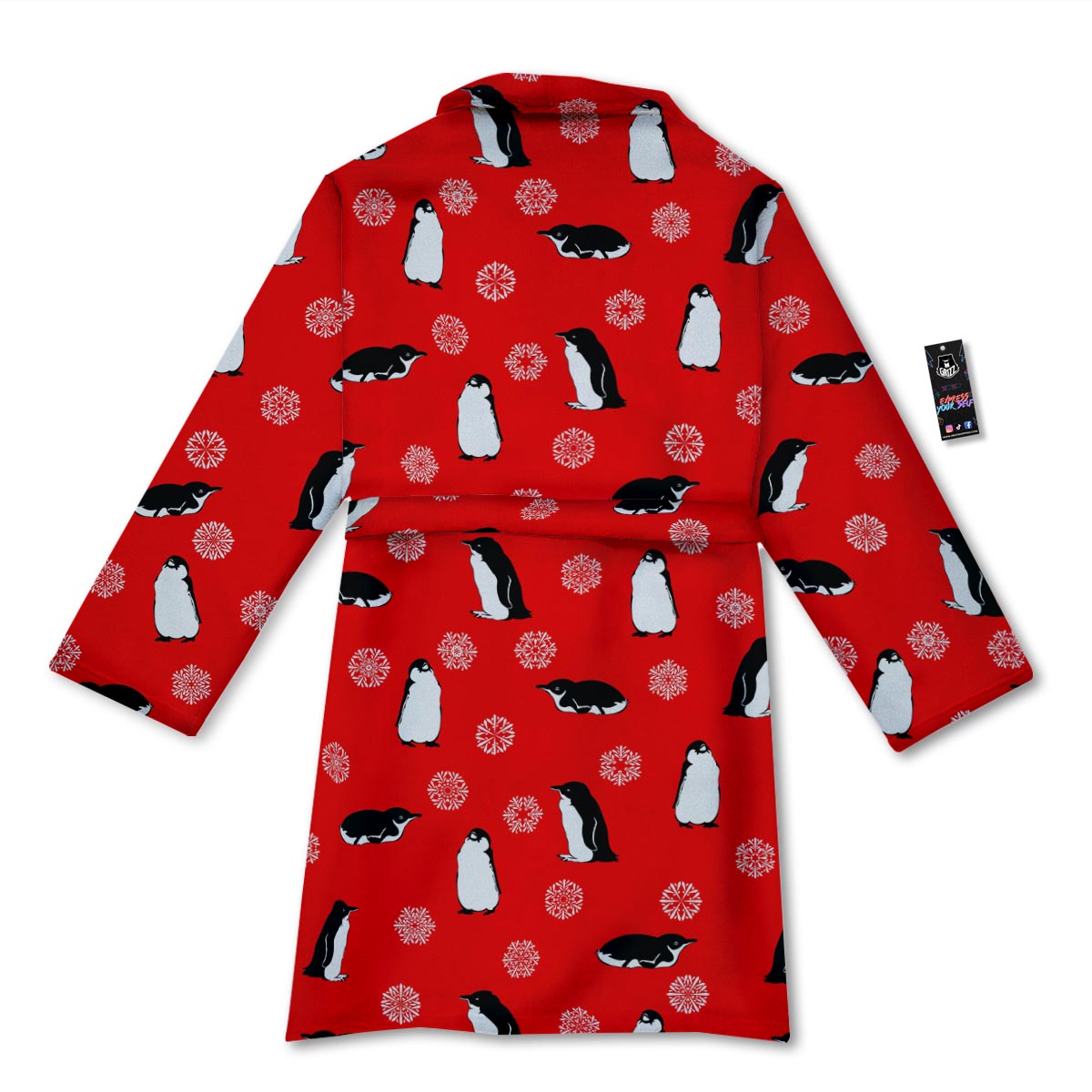 Penguin Red Snow Print Pattern Bathrobe-grizzshop