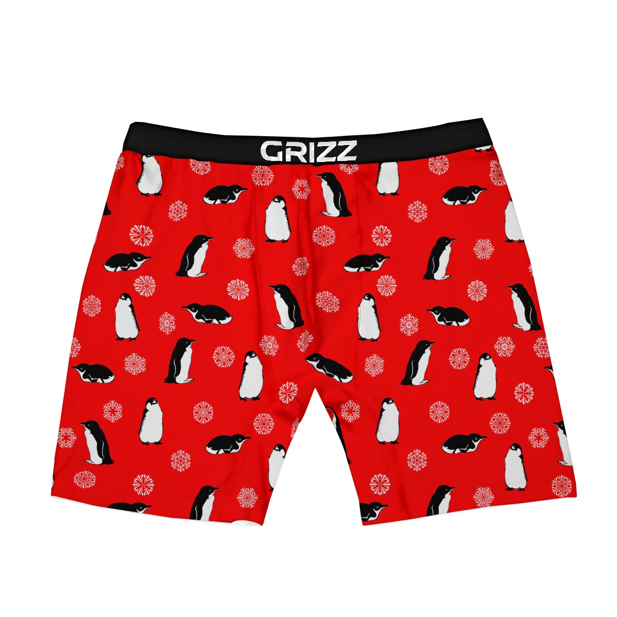 Penguin Red Snow Print Pattern Boxer Briefs-grizzshop