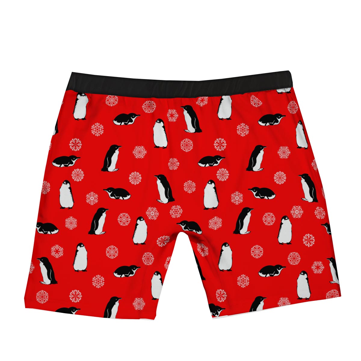 Penguin Red Snow Print Pattern Boxer Briefs-grizzshop