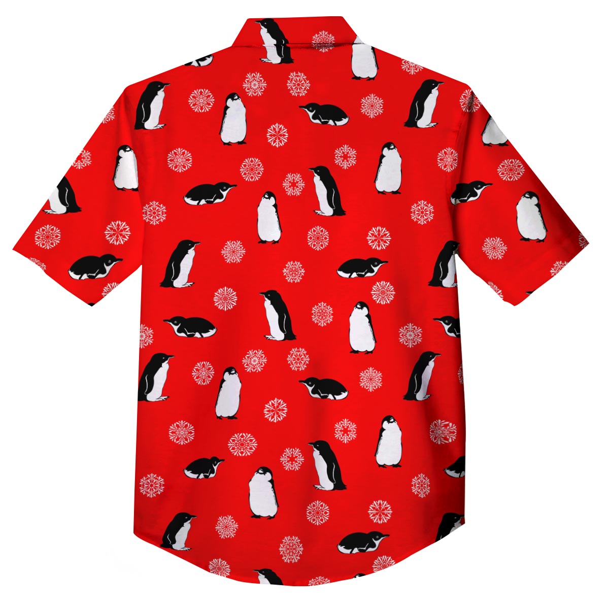 Penguin Red Snow Print Pattern Button Up Shirt-grizzshop