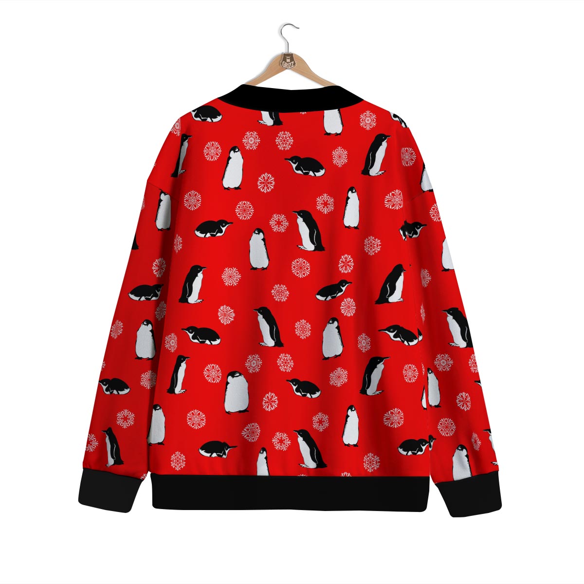 Penguin Red Snow Print Pattern Cardigan-grizzshop