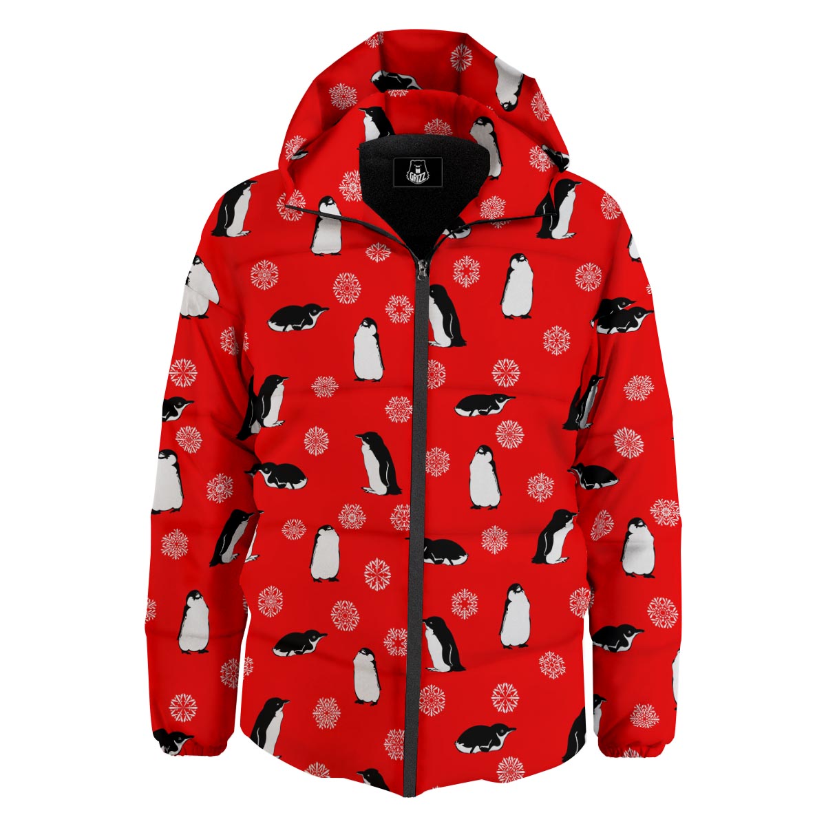 Penguin Red Snow Print Pattern Down Jacket-grizzshop