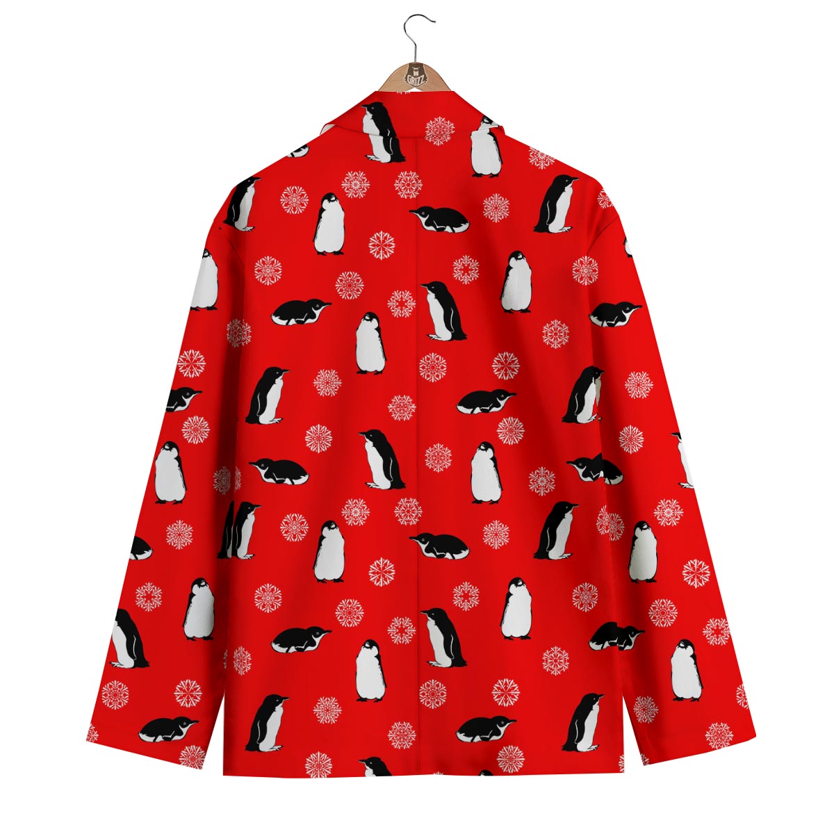Penguin Red Snow Print Pattern Men's Blazer-grizzshop
