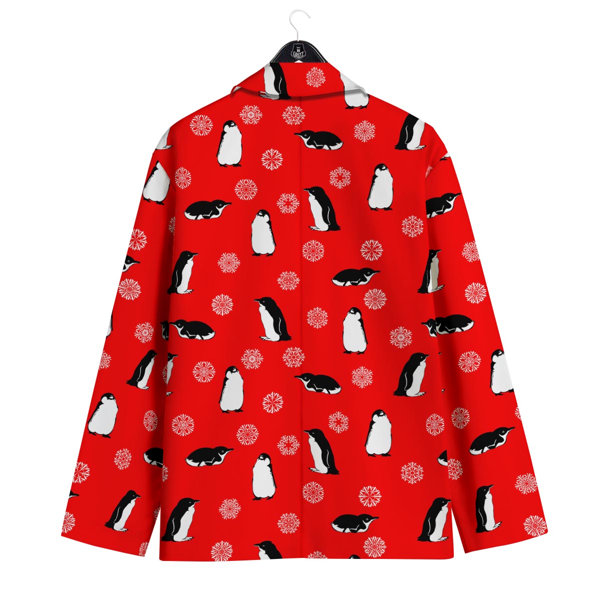 Penguin Red Snow Print Pattern Men's Sport Coat-grizzshop