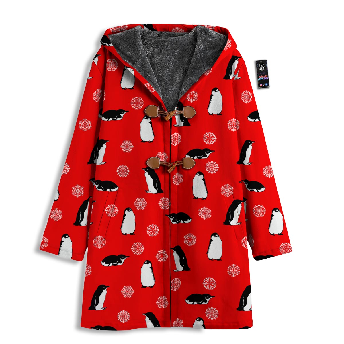 Penguin Red Snow Print Pattern Men's Windbreaker Jacket-grizzshop