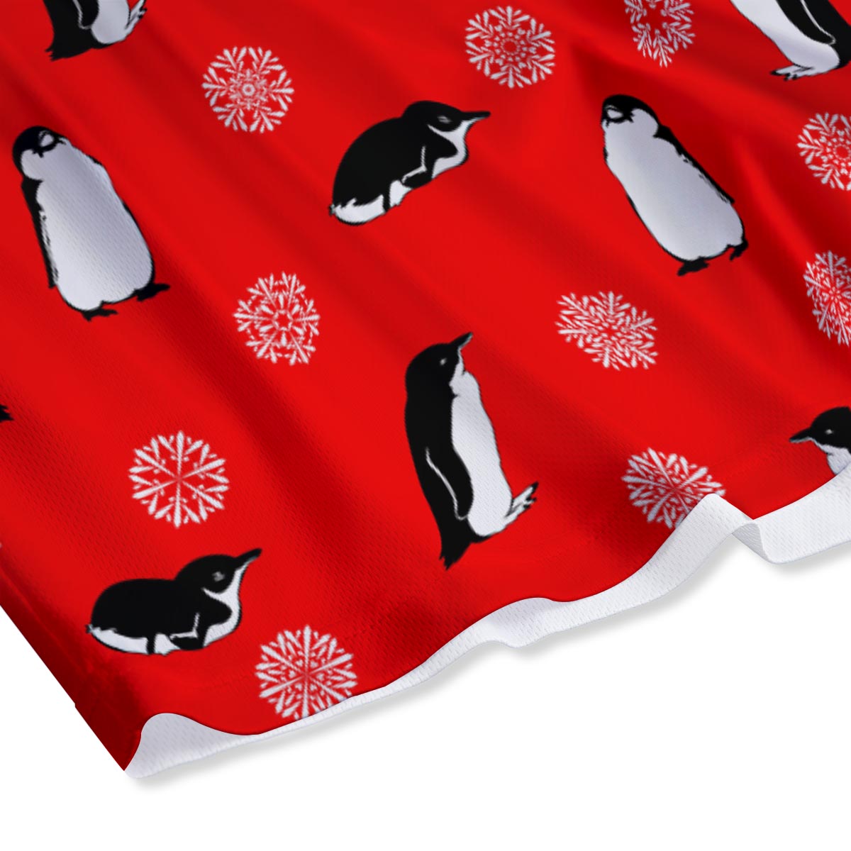 Penguin Red Snow Print Pattern Mesh Shorts