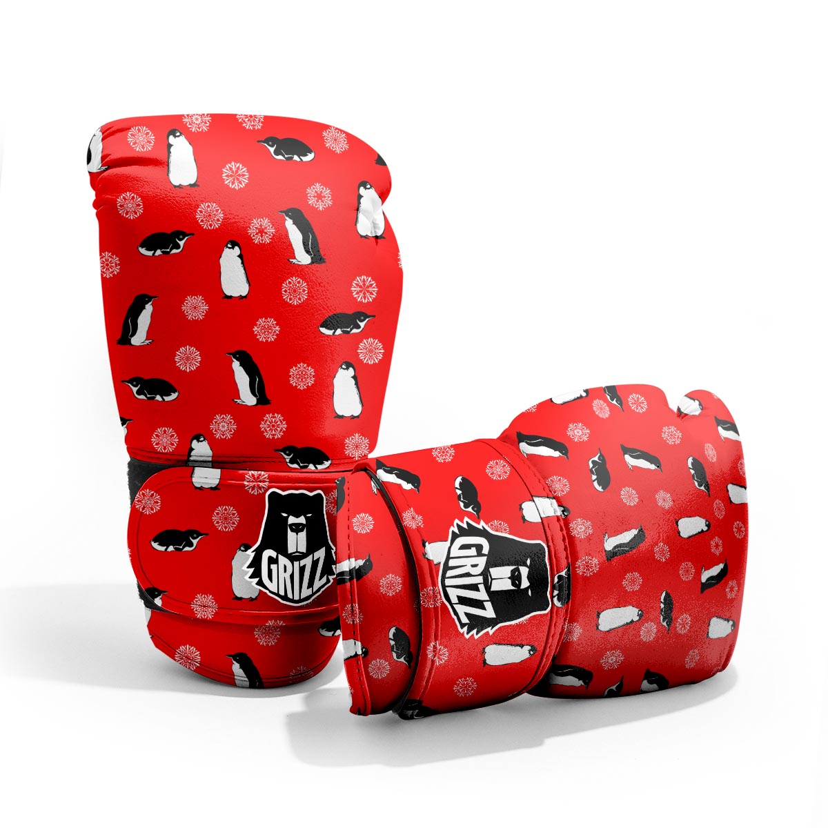 Penguin Red Snow Print Pattern Pro Boxing Glove