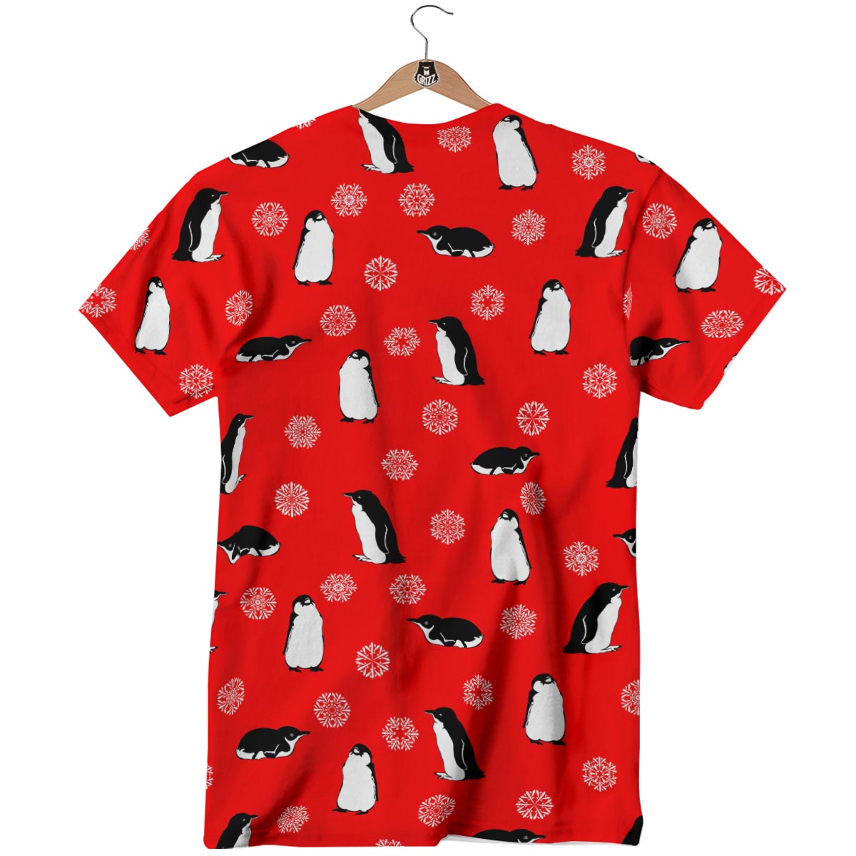 Penguin Red Snow Print Pattern T-Shirt-grizzshop