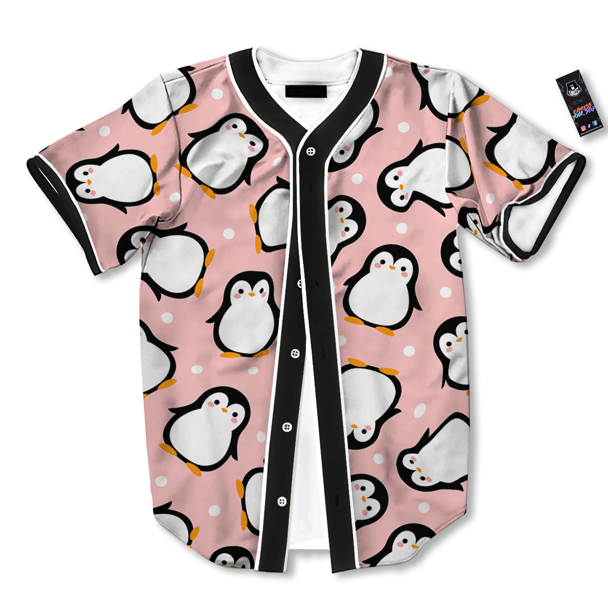 Penguin Xmas Print Pattern Baseball Jersey-grizzshop