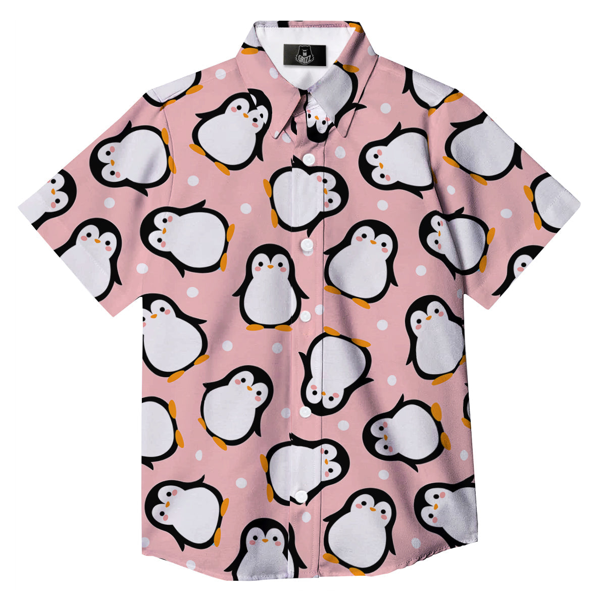 Penguin Xmas Print Pattern Button Up Shirt-grizzshop