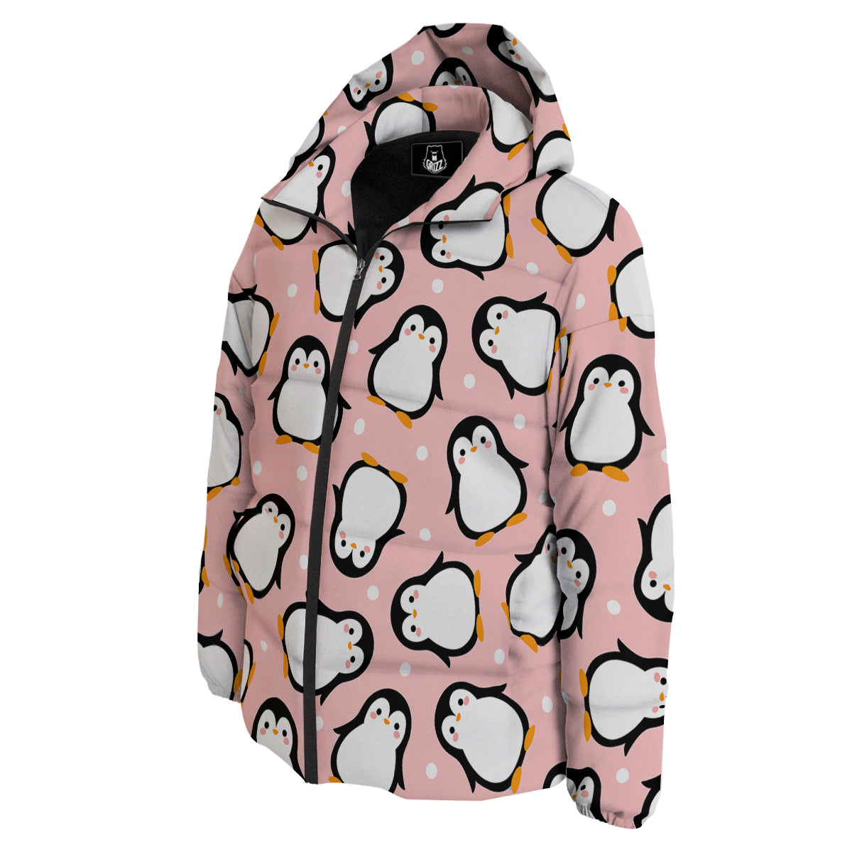 Penguin Xmas Print Pattern Down Jacket-grizzshop