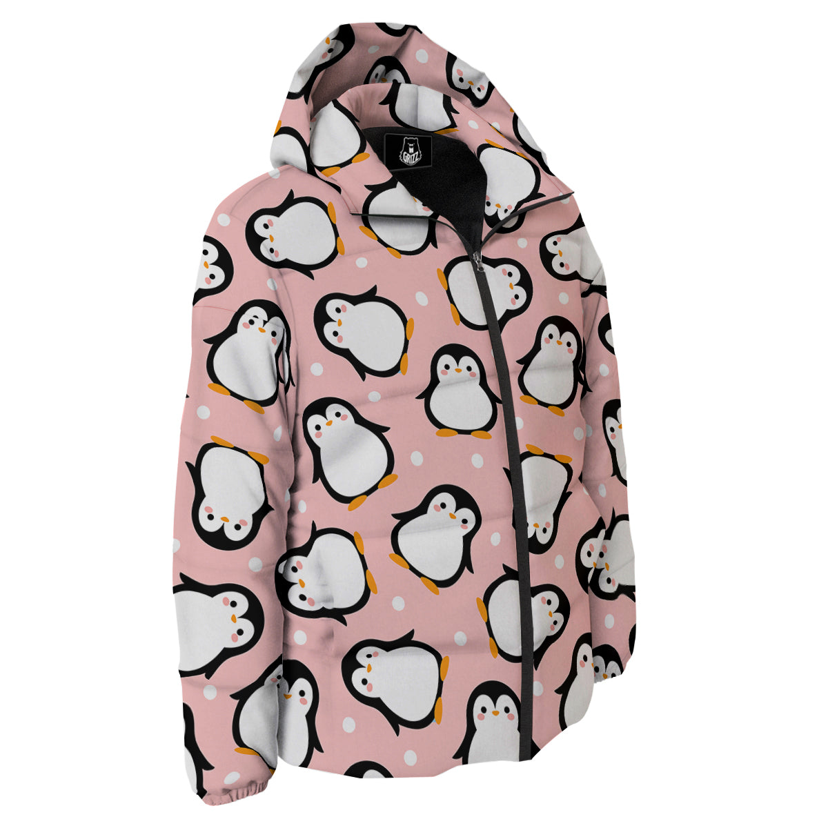 Penguin Xmas Print Pattern Down Jacket-grizzshop