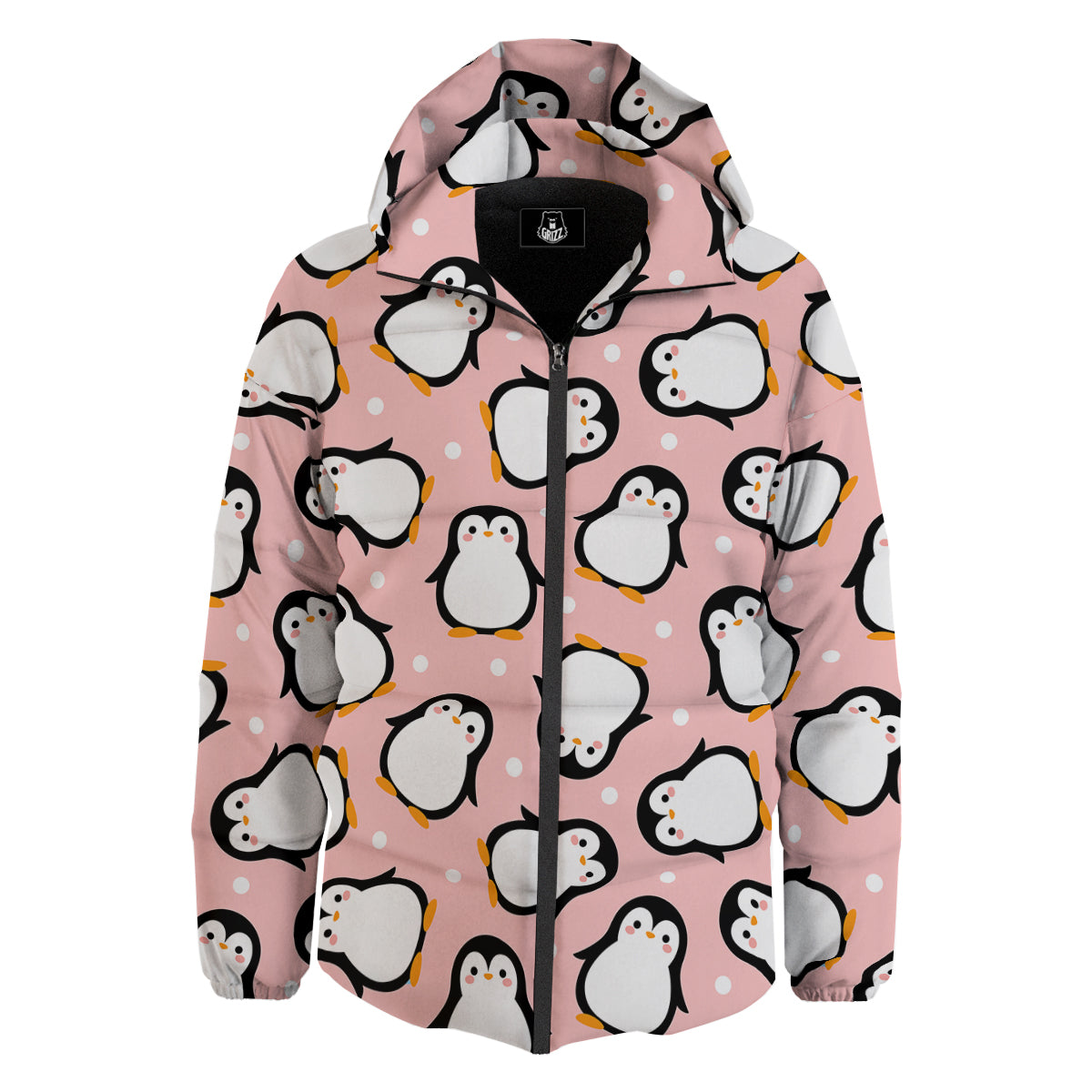 Penguin Xmas Print Pattern Down Jacket-grizzshop