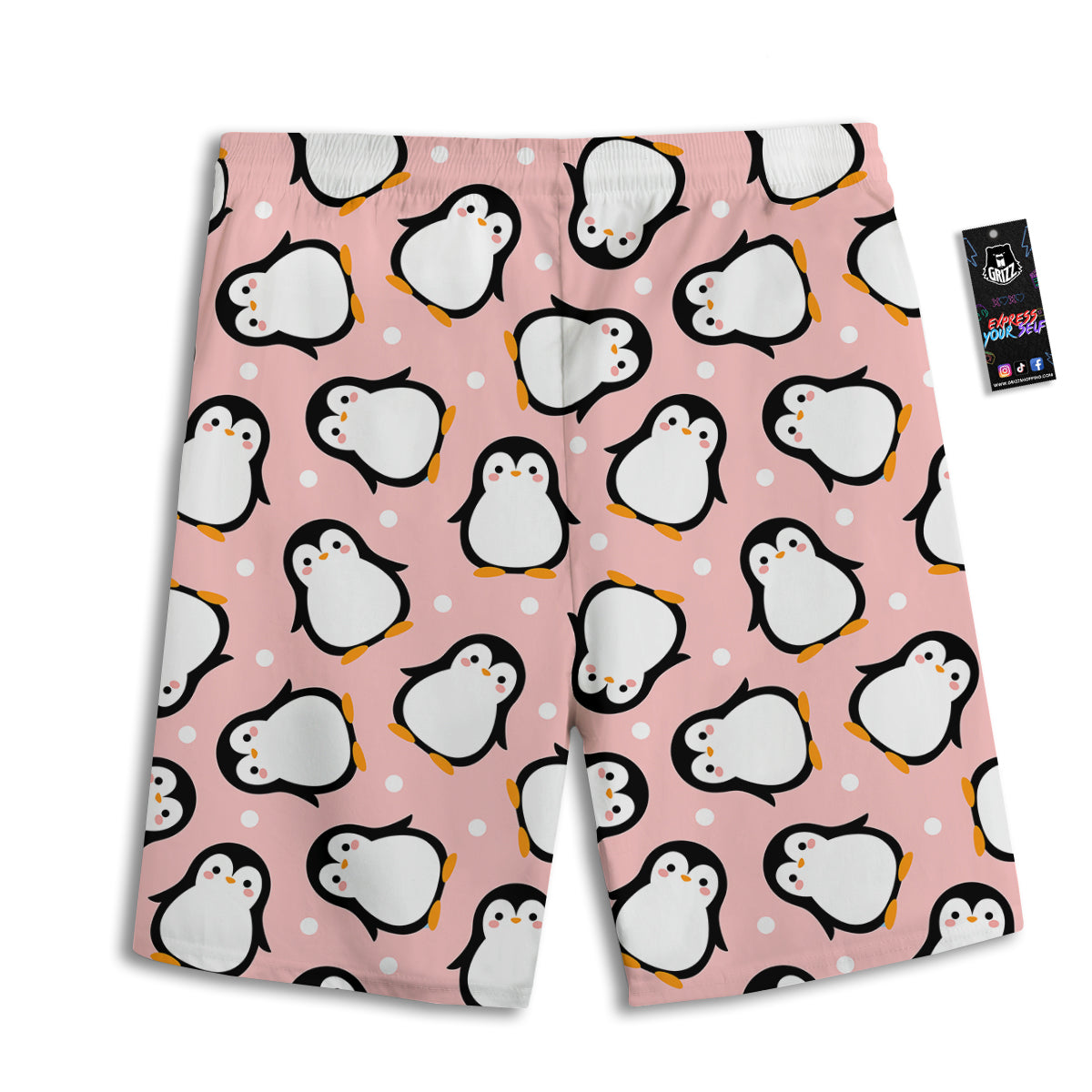 Penguin Xmas Print Pattern Men's Athletic Shorts