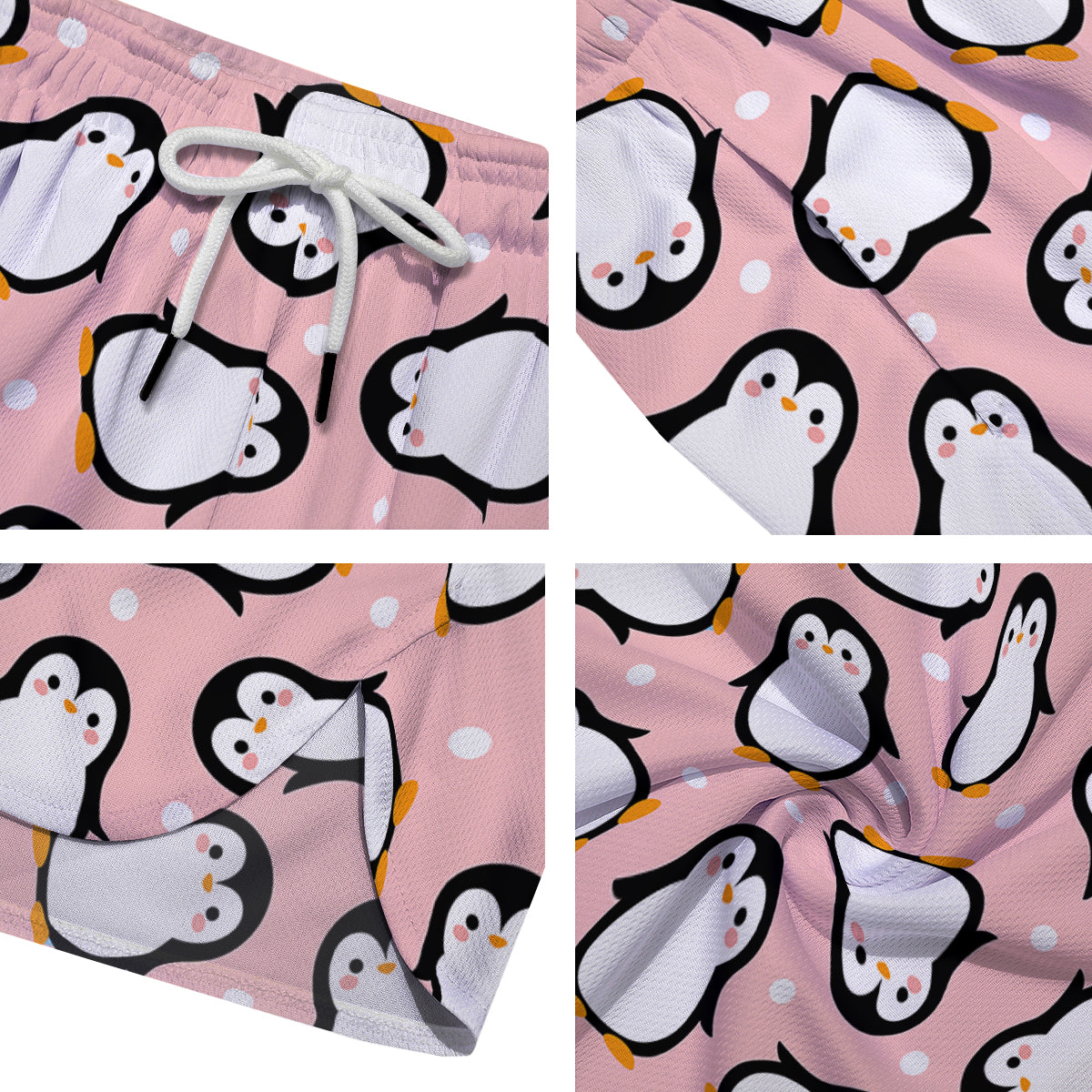Penguin Xmas Print Pattern Men's Running Shorts-grizzshop