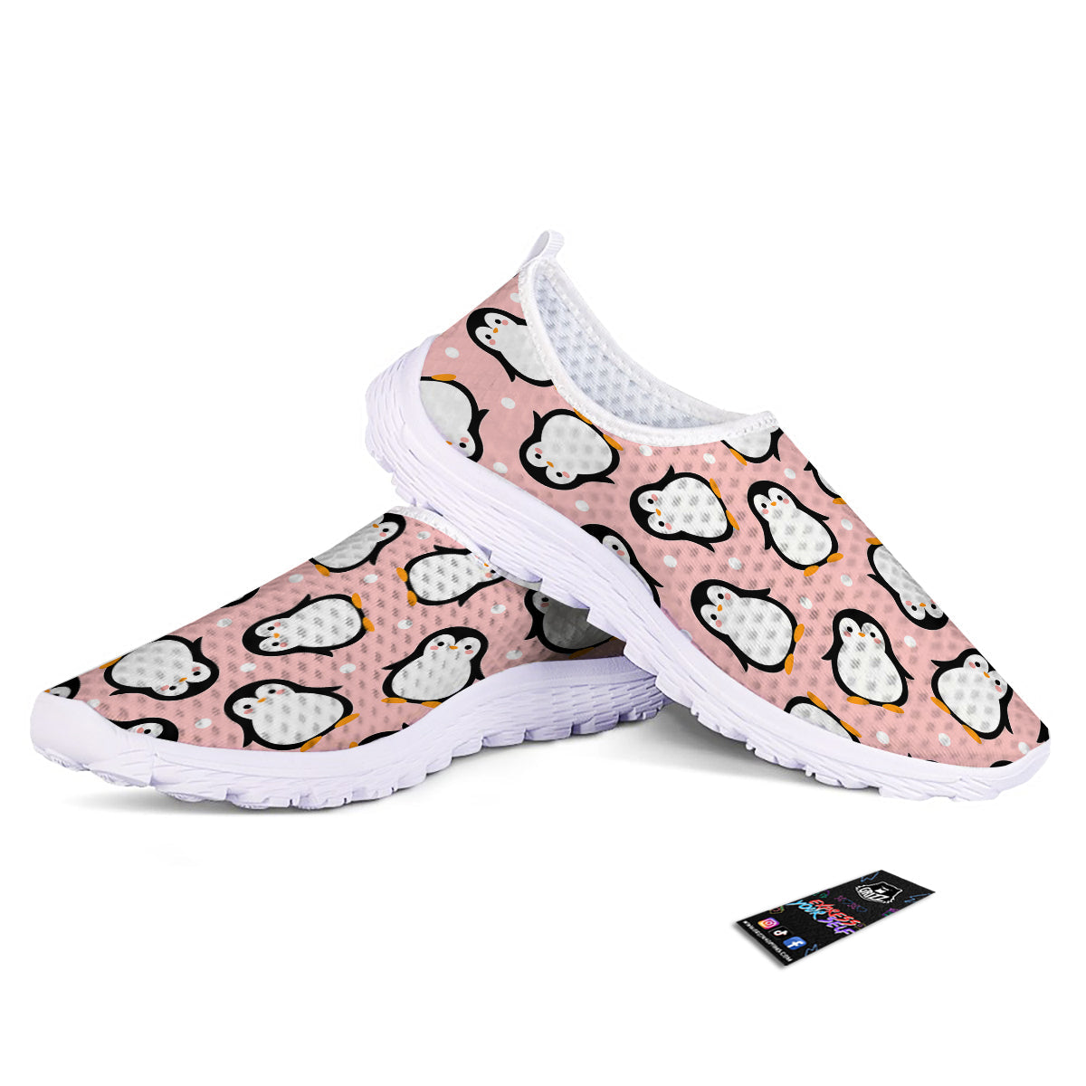 Penguin Xmas Print Pattern Nurse Shoes-grizzshop