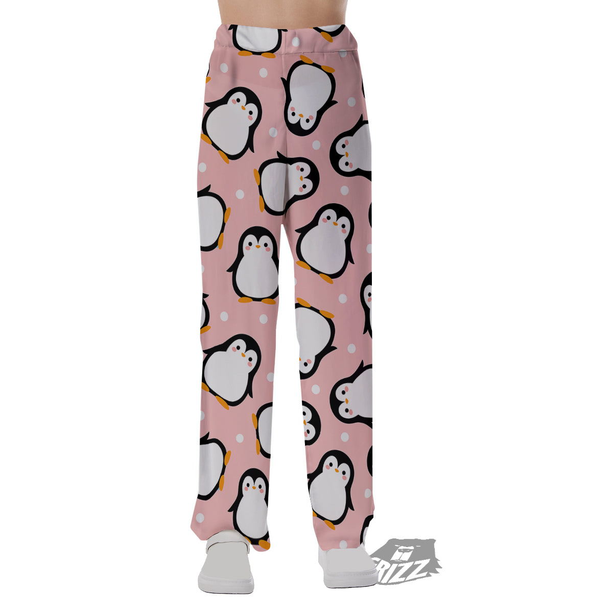 Penguin Xmas Print Pattern Pajama Pants-grizzshop