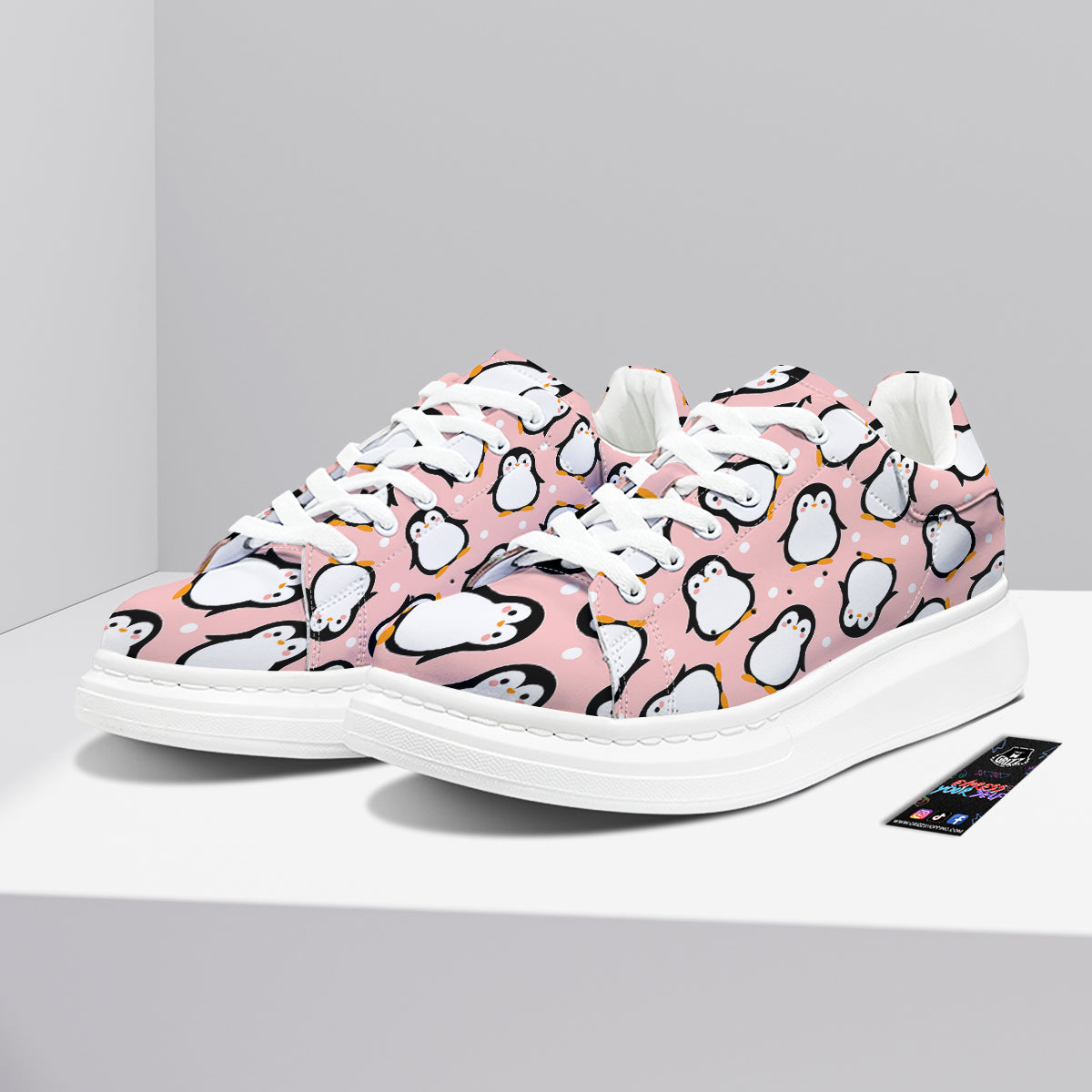 Penguin Xmas Print Pattern Platform Shoes-grizzshop