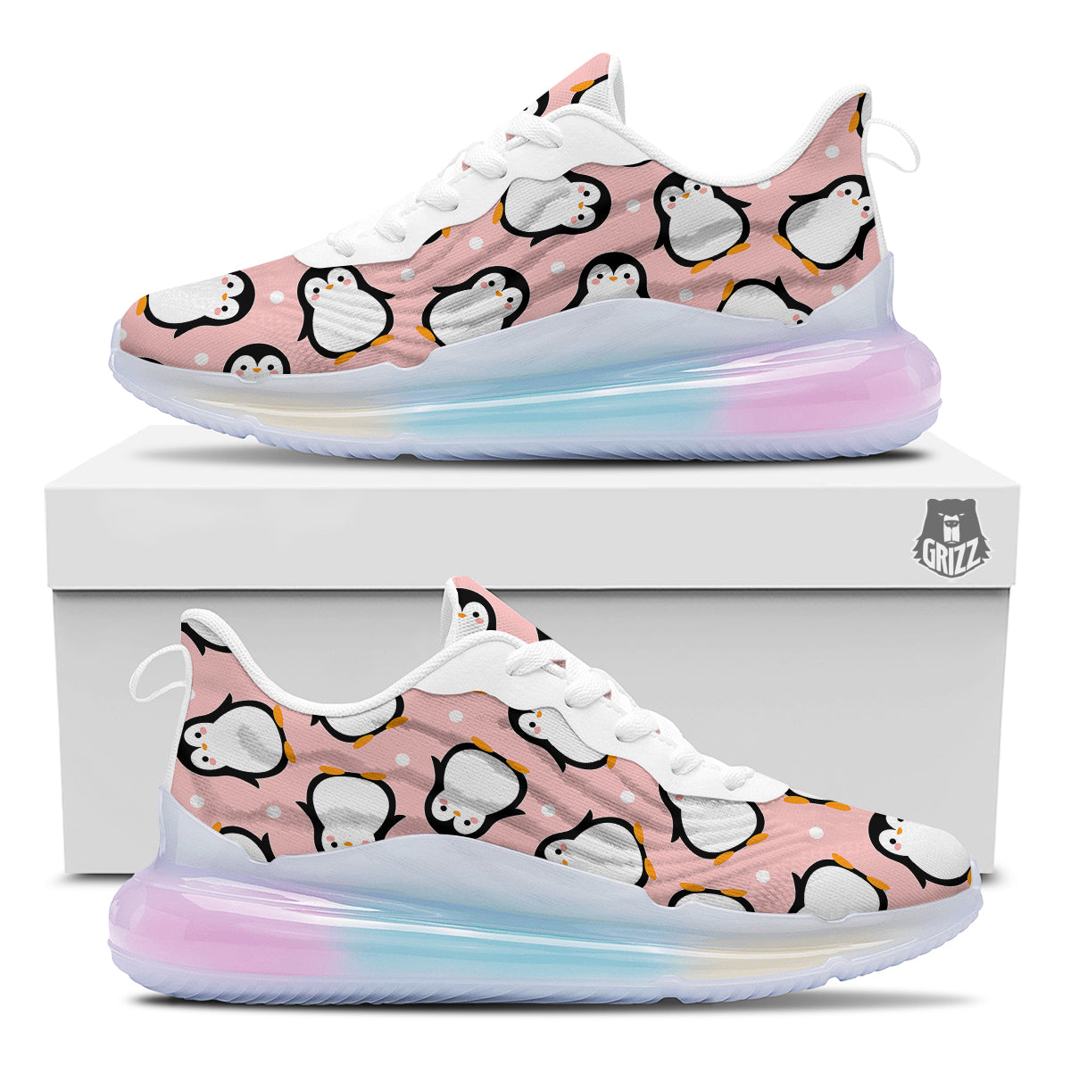 Penguin Xmas Print Pattern Running Sneakers-grizzshop