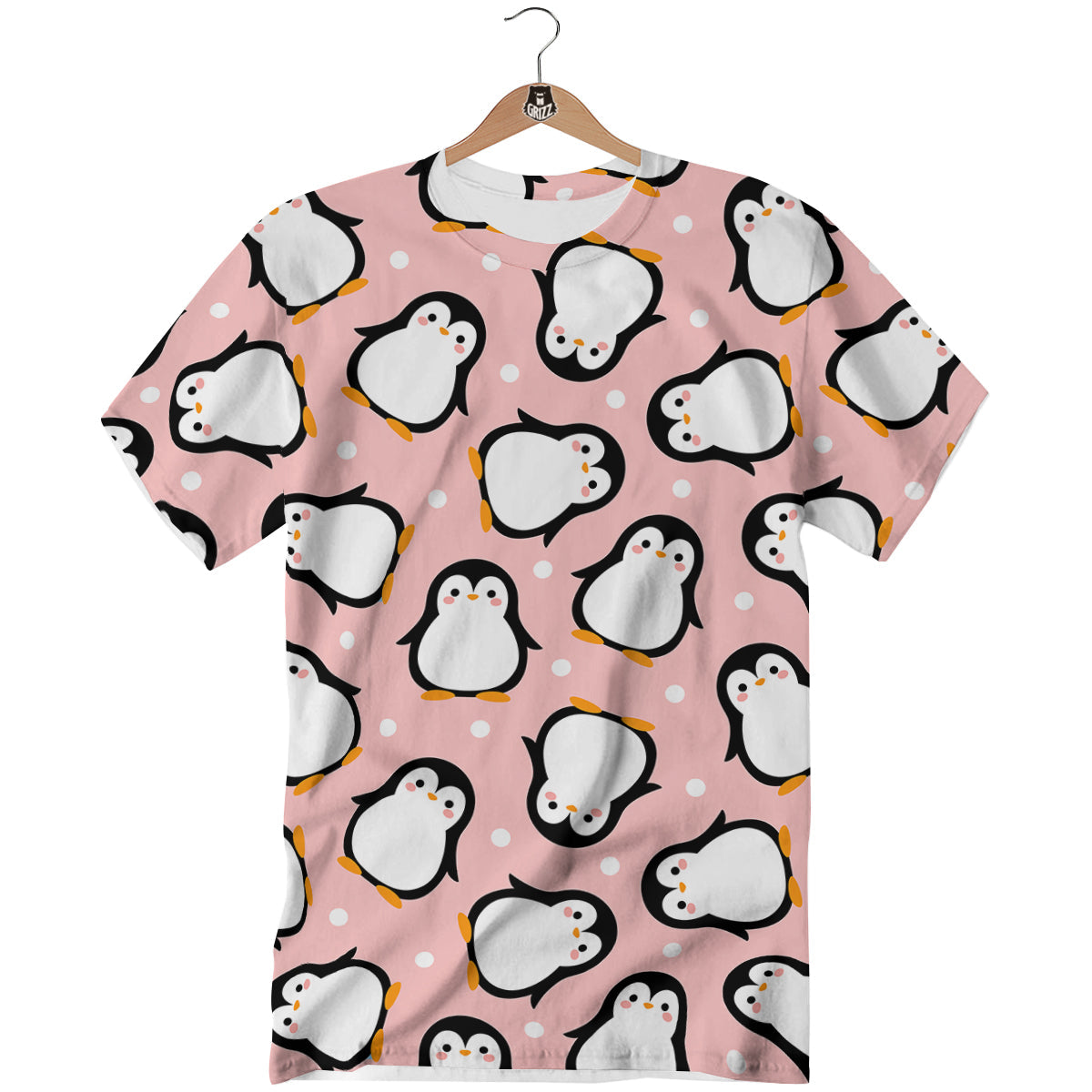 Penguin Xmas Print Pattern T-Shirt-grizzshop