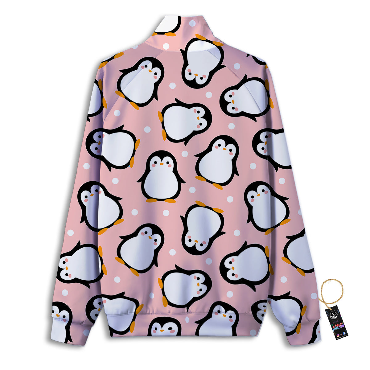 Penguin Xmas Print Pattern Track Jacket-grizzshop