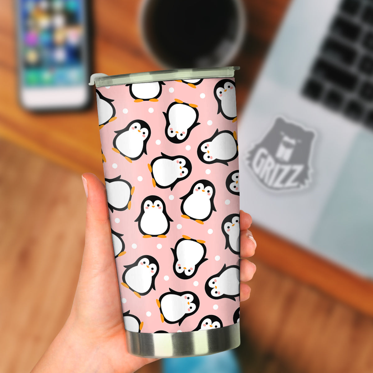 Penguin Xmas Print Pattern Tumbler-grizzshop