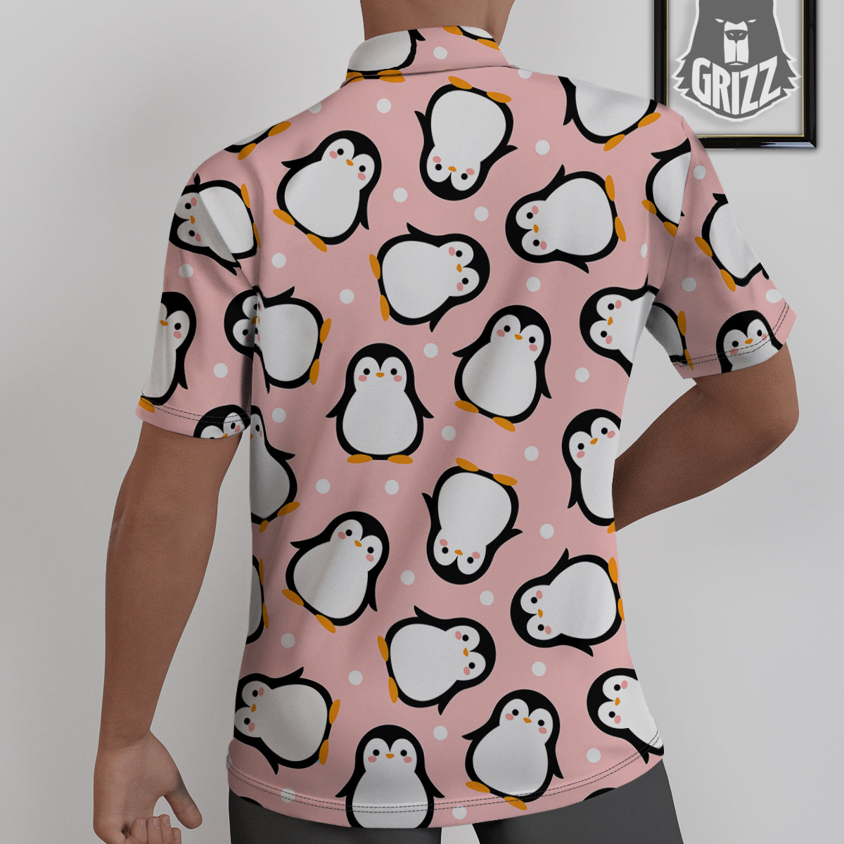 Penguin Xmas Print Pattern Untucked Shirts-grizzshop