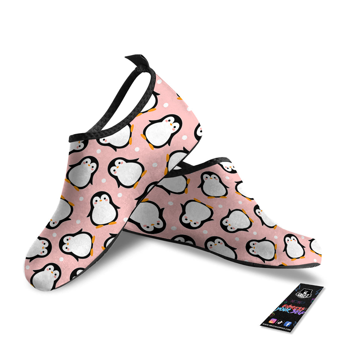 Penguin Xmas Print Pattern Water Shoes-grizzshop