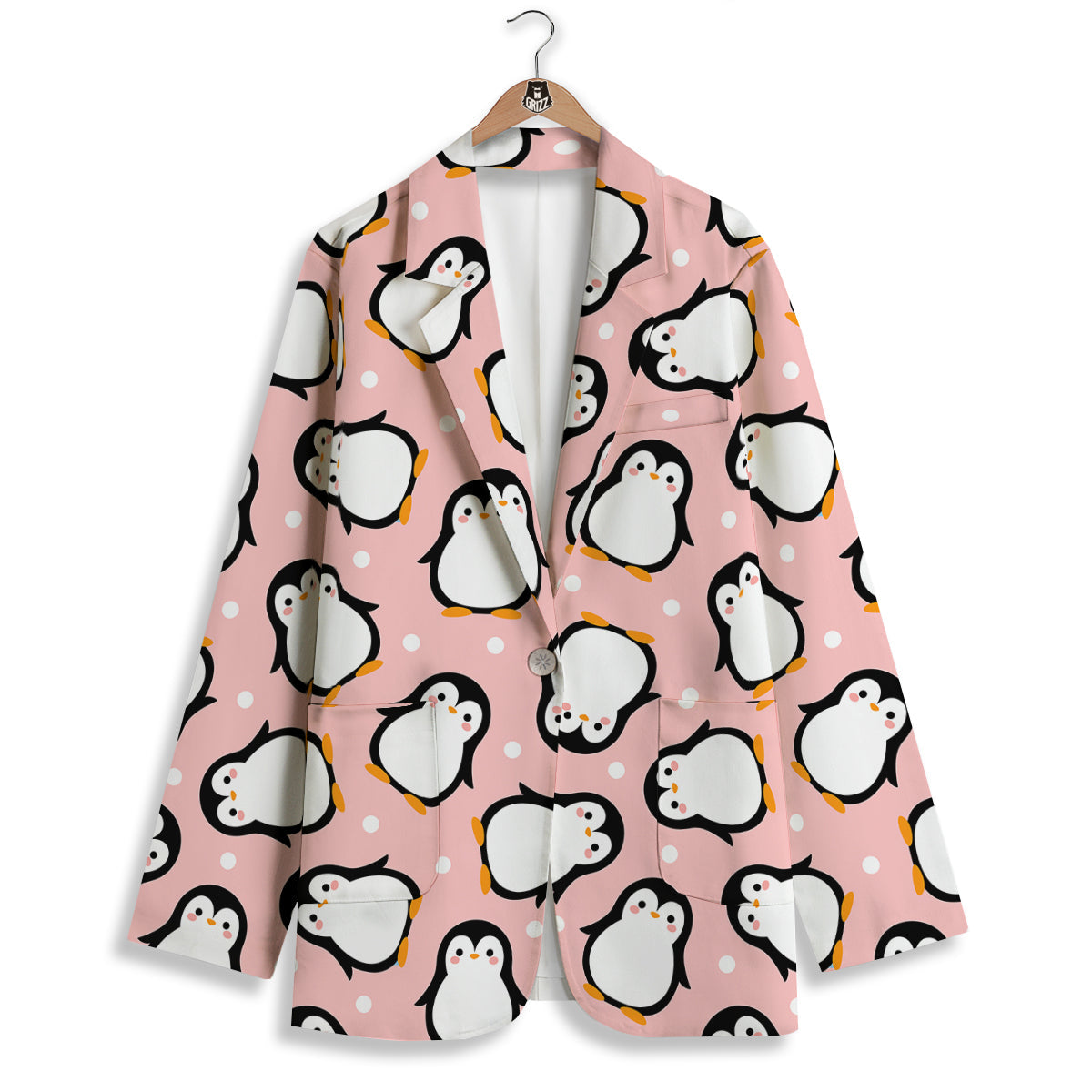 Penguin Xmas Print Pattern Women's Blazer-grizzshop