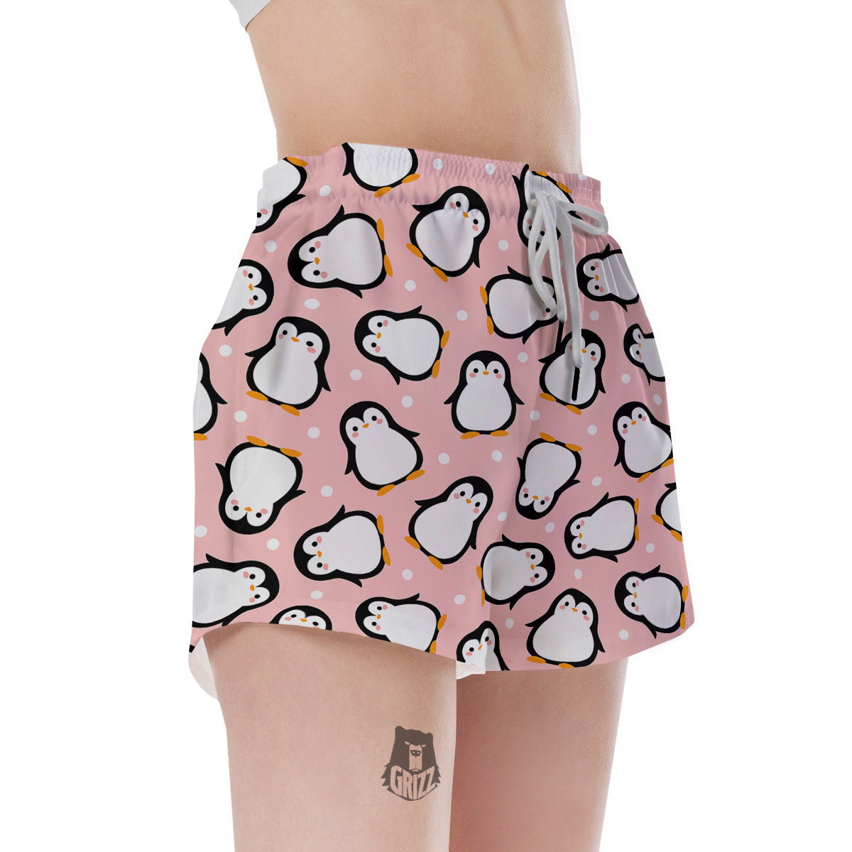 Penguin Xmas Print Pattern Women's Shorts-grizzshop