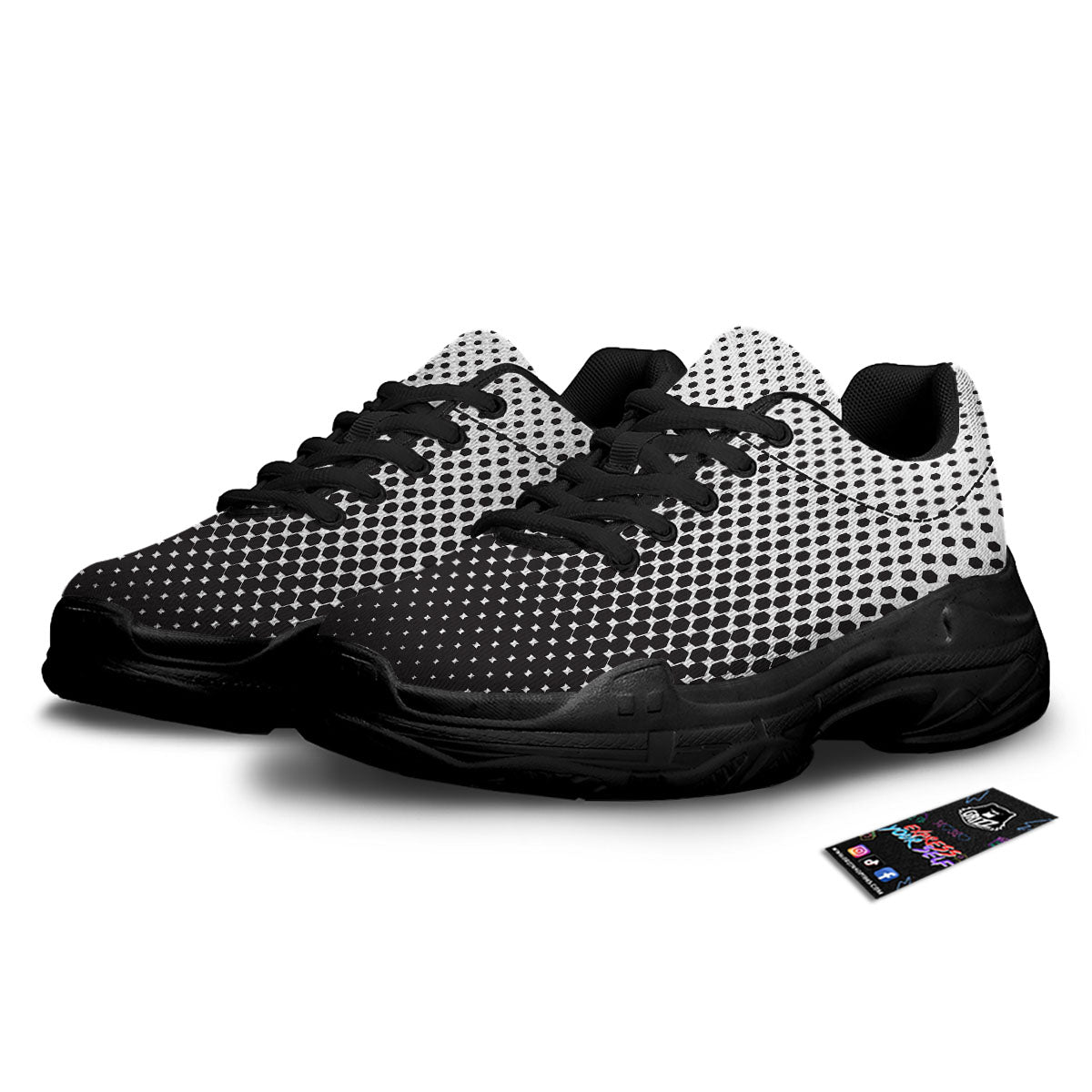 Pentagon Halftone Print Black Chunky Shoes-grizzshop